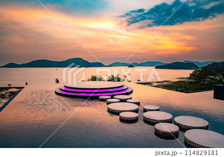 View of Cape Panwa beach at sunset, in Phuket, Thailand 114829181