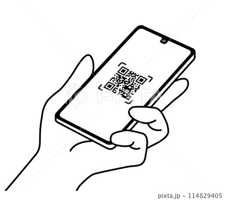 QRコードが表示されたスマートフォン 114829405