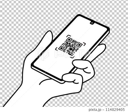 QRコードが表示されたスマートフォン 114829405