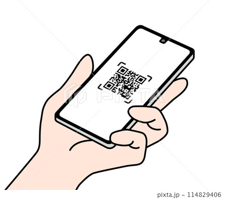 QRコードが表示されたスマートフォン 114829406