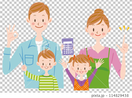 Housewife with calculator, family, saving, childcare, money 114829438