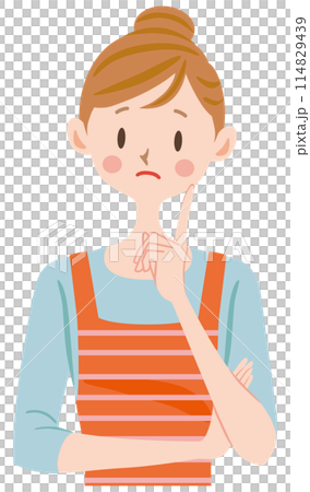 Troubled housewife, thinking woman, trouble, question Troubled housewife, thinking woman, trouble, question 114829439