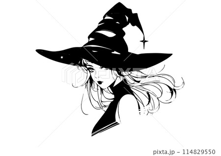 Witch enchantress hand drawn ink sketch. Engraved style vector illustration. Witch enchantress hand drawn ink sketch. Engraved style vector illustration. 114829550