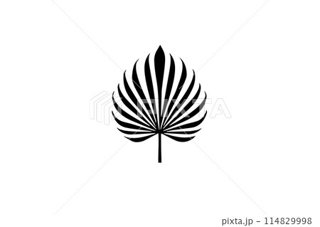 Minimal Vector Palm Leaf Logo: Abstract Tropical Design for Modern Jungle Vibes. 114829998