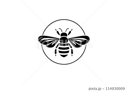 Bee Simple Icon: Organic Honey Brand Vector Logo. 114830009
