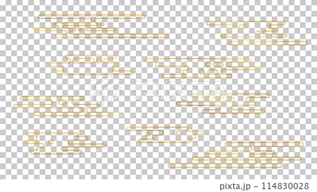 Horizontal gold line drawing of Japanese-style clouds, E-haze material illustration Horizontal gold line drawing of Japanese-style clouds, E-haze material illustration 114830028