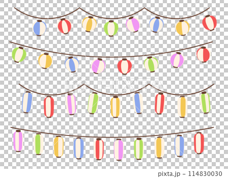カラフルなお祭り提灯の素材イラスト カラフルなお祭り提灯の素材イラスト 114830030