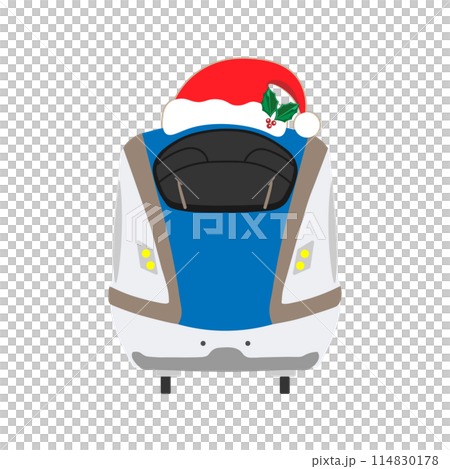 Illustration of the Hokuriku Shinkansen E7 W7 series wearing a Santa Claus hat 114830178