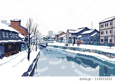 冬の小樽運河の風景 114831032