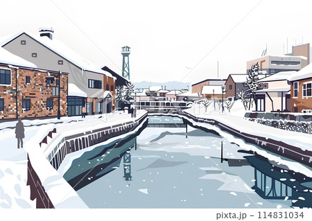 冬の小樽運河の風景 114831034