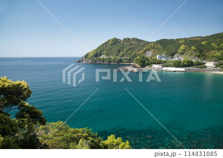 磯崎町から鬼ヶ城を望む 【三重県熊野市】 磯崎町から鬼ヶ城を望む 【三重県熊野市】 114831085