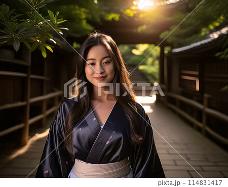 綺麗な着物を着ている女性 114831417