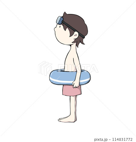 浮き輪を持った男の子のイラスト 114831772