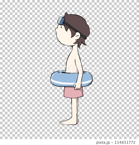 浮き輪を持った男の子のイラスト 114831772