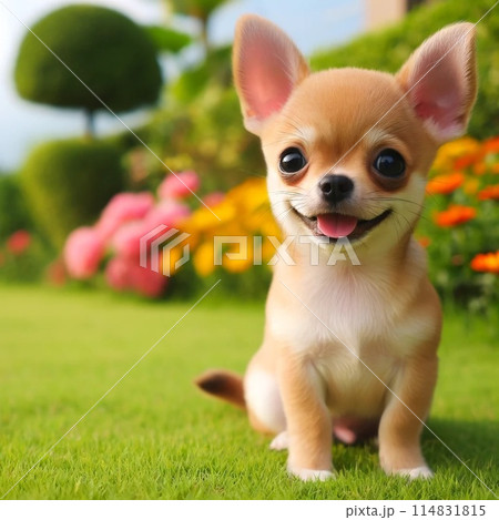 春の花とチワワの春うららかな花 114831815