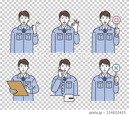 一套男士穿工作服的常見姿勢 114832425