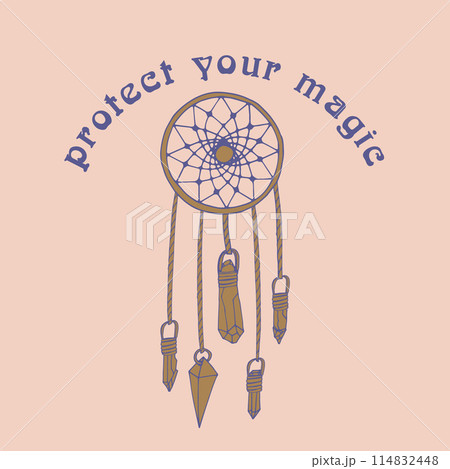 Mystical quote Protect your Magic with dream catcher Mystical quote Protect your Magic with dream catcher 114832448