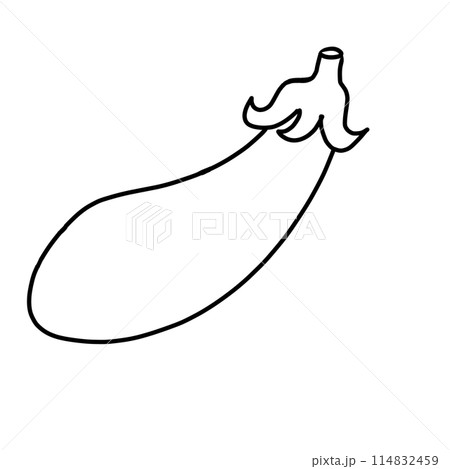 夏野菜 シンプルななすびのイラストの線画・ぬりえ 夏野菜 シンプルななすびのイラストの線画・ぬりえ 114832459