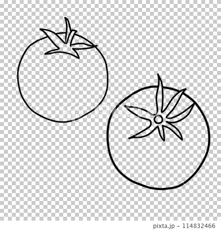 夏野菜 シンプルなトマトとミニトマトのイラストの線画・ぬりえ 夏野菜 シンプルなトマトとミニトマトのイラストの線画・ぬりえ 114832466