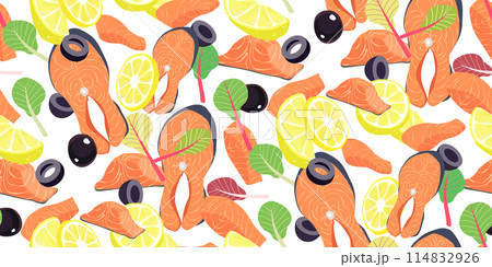 Salads ingredients set seamless vector 114832926