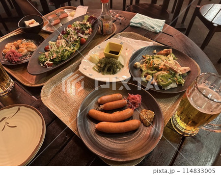 【居酒屋】　宮古島　ビール　ゴーヤチャンプルー　海ブドウ　チョリソー　ガーリックシュリンプ　サラダ 114833005