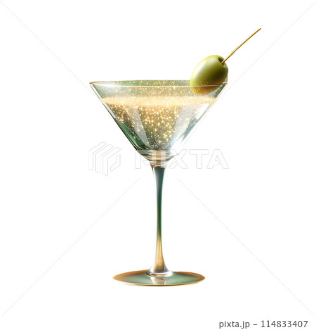 3d Martini with olive 114833407