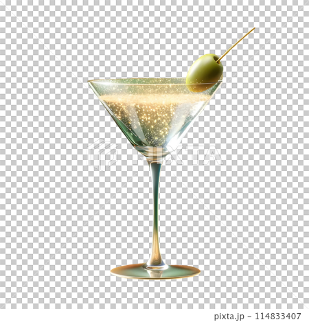 3d Martini with olive 114833407