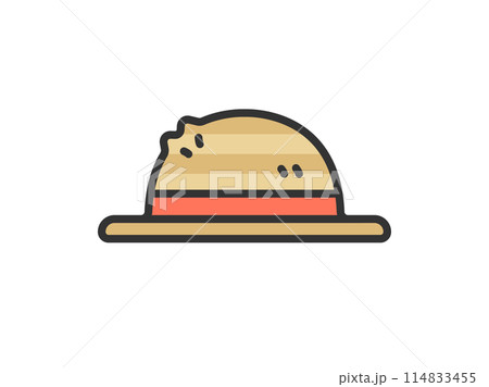 麦わら帽子のアイコン(線画カラー)のイラスト 麦わら帽子のアイコン(線画カラー)のイラスト 114833455