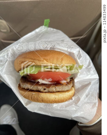 ハンバーガーを食べる ハンバーガーを食べる 114833499