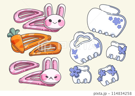 Hair clips set isolated on background 114834258