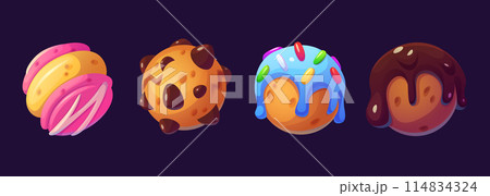 Candy game planet for magic space icon cartoon Candy game planet for magic space icon cartoon 114834324