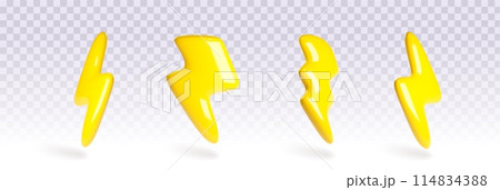 3d thunder icon. Energy lightning electric charge 114834388