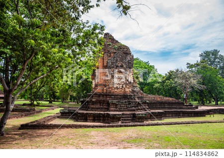 Prang Song Phi Nong in Si Thep historical park It is an architecture in the Dvaravati period in Phetchabun Province, Thailand. 114834862