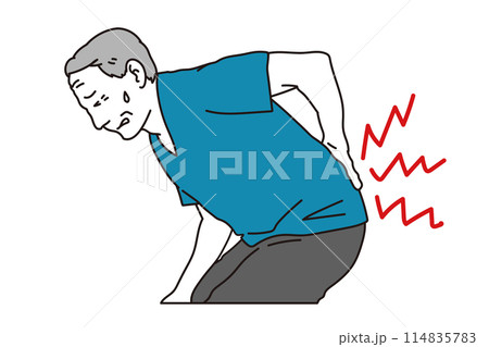 腰を痛めたシニア男性のイラスト 114835783