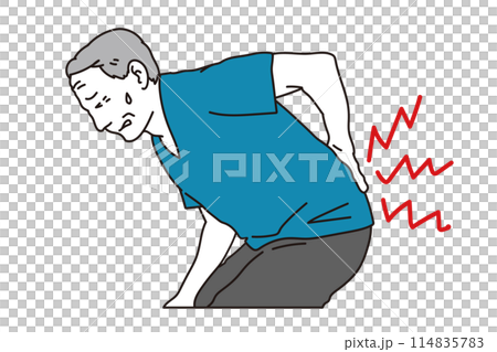 腰を痛めたシニア男性のイラスト 114835783