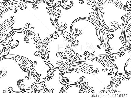 Floral pattern in baroque style. Decorative curling plant. 114836182