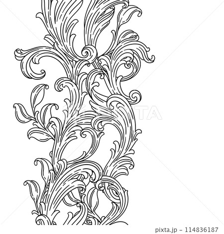 Floral pattern in baroque style. Decorative curling plant. Floral pattern in baroque style. Decorative curling plant. 114836187