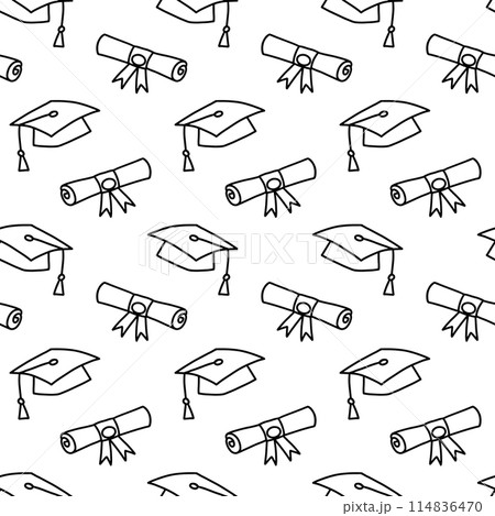 Graduation Cap Diploma Scrolls Seamless Pattern Graduation Cap Diploma Scrolls Seamless Pattern 114836470