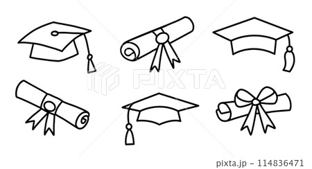 Graduation Cap, Student Hats Diploma Doodle Icons Graduation Cap, Student Hats Diploma Doodle Icons 114836471