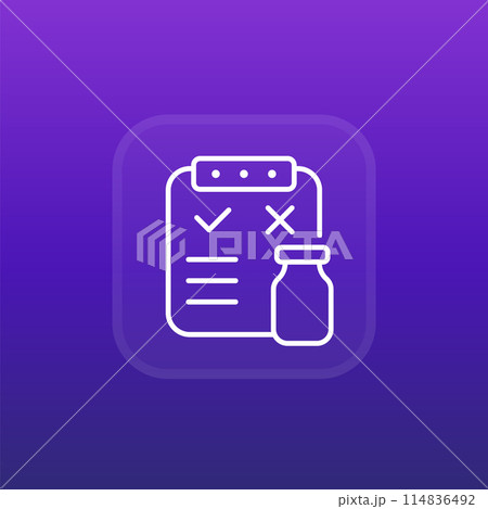 Pros and cons of vaccine icon, line vector design 114836492