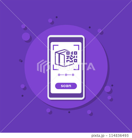 parcel QR code scanning with a phone vector icon 114836493