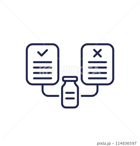 Pros and cons of vaccine icon, line vector Pros and cons of vaccine icon, line vector 114836597