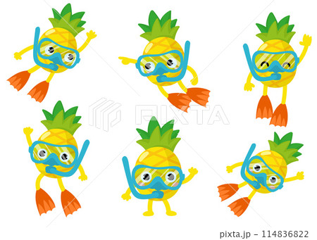 Pineapple Scuba diving, divers swimming, Snorkeling Masks 114836822