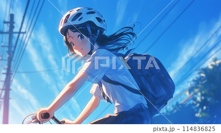 自転車に乗る女子学生19 自転車に乗る女子学生19 114836825