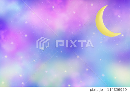 三日月と星空の背景イラスト 114836930