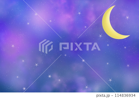 三日月と星空の背景イラスト 三日月と星空の背景イラスト 114836934