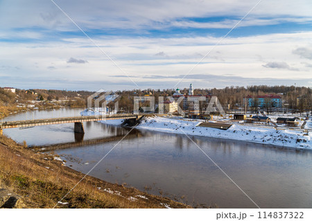 March 22, 2024. Russia. Rzhev. Spring view of the city from the embankment. March 22, 2024. Russia. Rzhev. Spring view of the city from the embankment. 114837322