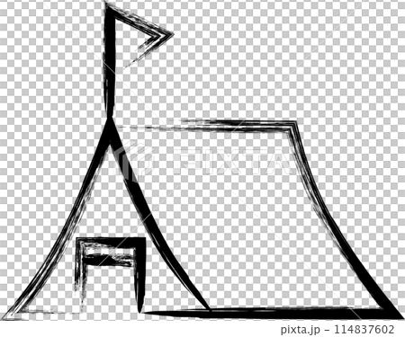 筆書きキャンプアイコン　テント 114837602