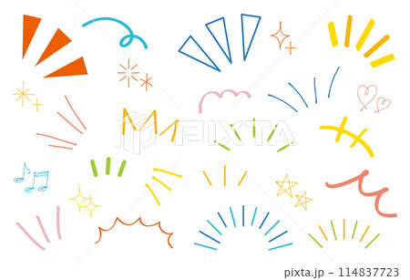 カラフルなの手書き気づき線　感嘆符　漫符　漫画 114837723