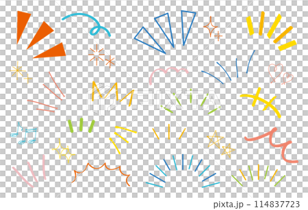 カラフルなの手書き気づき線　感嘆符　漫符　漫画 114837723
